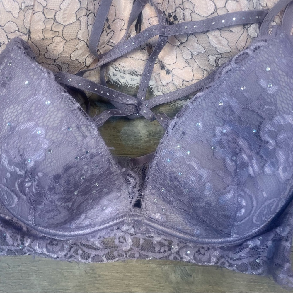 La Senza Adore Me Bundle 2 Bras Underwired Lace So Free Rhinestone Halter - Picture 8 of 12